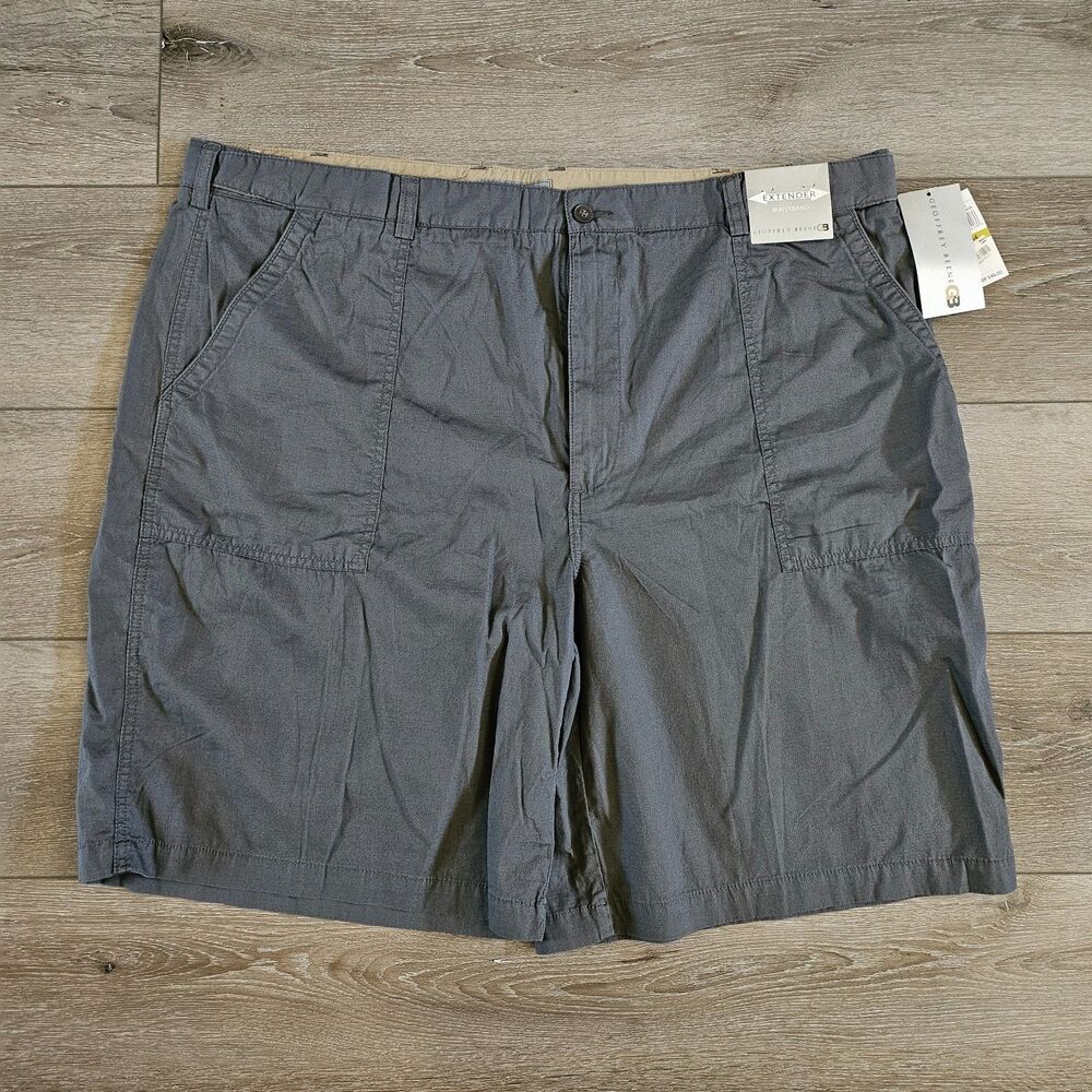 NWT Geoffrey Beene Extender Waistband Shorts Sz 44 Gray Outdoor Ripstop 9.5"